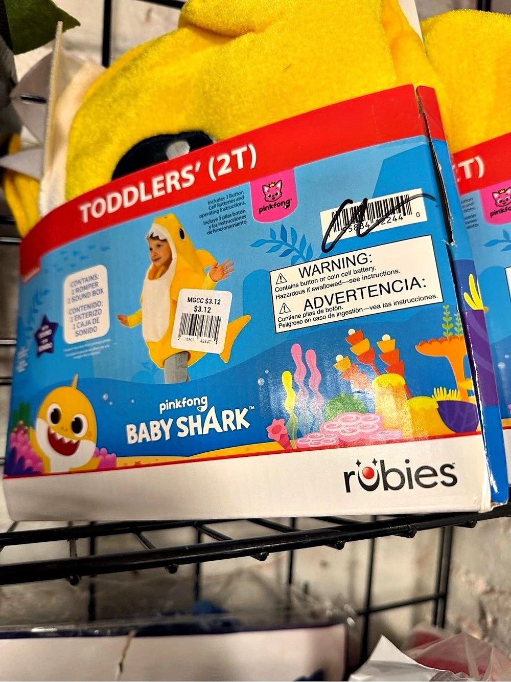 Rubies Pinkfong Baby Shark Toddler's (2T) Costume Baby Shark Costume Size 2T NWT